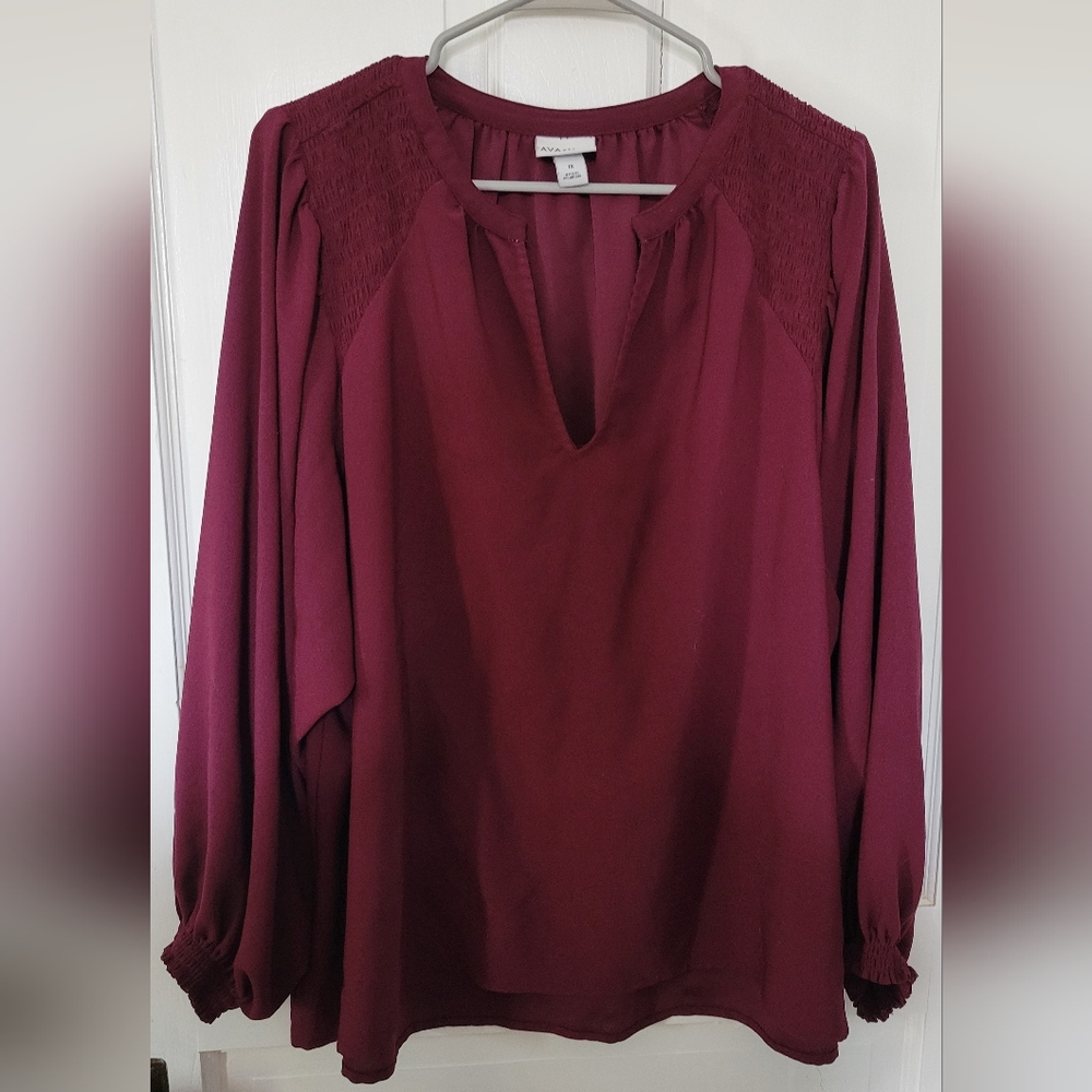 Burgundy Long Sleeve Blouse
